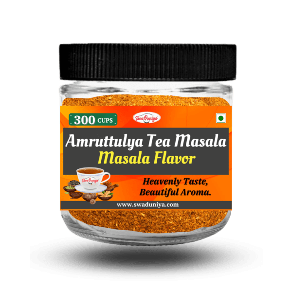 Introducing the delightful Amruttulya Tea Masala - Masala Flavor by SwaDuniya Brand. Crafted with care, this tea masala elevates your tea-drinking experience. 🌿 100% Natural: Crafted from high-quality ingredients, our tea masala guarantees an authentic taste. ❌ No additives, No chemicals, No Preservatives, No flavor enhancers: We ensure our tea masala remains pure, free from any artificial extras.